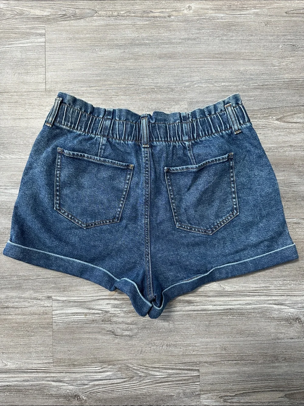 SO Dark Blue Paperbag Denim Shorts